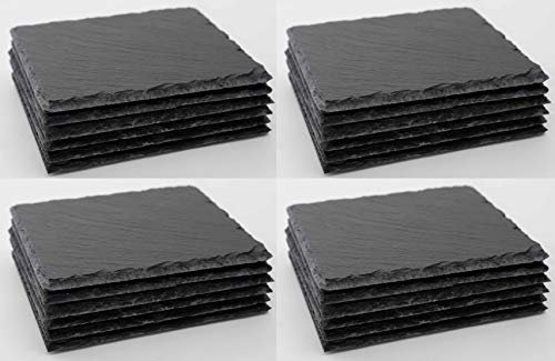 Novaliv 24x Schieferplatten I quadratisch I 15x15x0,5 cm I Telleruntersetzer Servierplatte länglich Sushi Teller Sushi Brett Dekoteller Schiefertafel