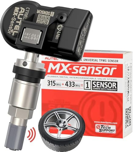 Autel TPMS Sensor 1-Sensor, MX-Sensor 315MHz + 433MHz Metal Valve, Programmable Universal Specially Built for OEM Sensors Replacement, Work with Autel TPMS Tool TS408S TS508WF TS601 MK808S-TS