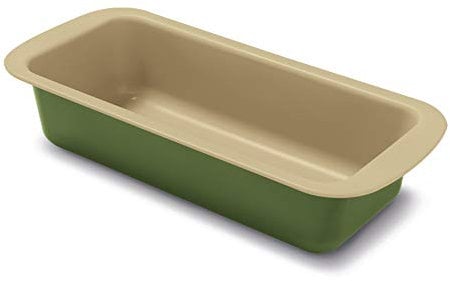 Guardini, Stampo plumcake 30x11 cm, Acciaio con rivestimento antiaderente a base di Cera di Carnauba, Colore verde/beige, Made in Italy, Linea B-Nat
