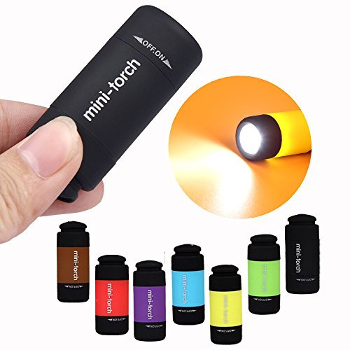 Bigmac Paquete de 12 linternas LED coloridas de carga USB, tamaño de bolsillo, interruptor giratorio, recargable, llavero, lámpara de luz, el color puede variar (12)