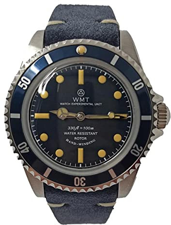 Walter Mitt Royal Marine Taucher Edelstahl 316L Automatik Blau Leder Unisex Uhr