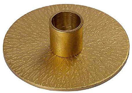 Kerzenleuchter für Spitzkerzen mit konischen Fuß auf Sternplatte mit Kerzentülle in Gold