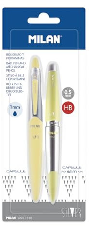 MILAN Blíster 1 Bolígrafo Azul y 1 Portaminas 0.5 mm Capsule Silver