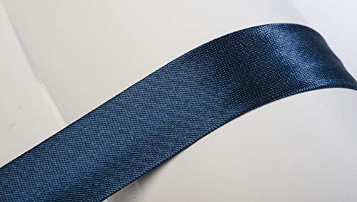Jajasio Schrägband, 10m, Atlas (Satin), 25mm, gefalzt 39 ? dunkelblau, Textilband, Einfassband in 40 Farben