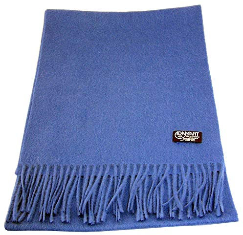 ADAMANT 100% Reines Kaschmir, Herren/Damen-Unisex- Schal - superweich - 180cm lang - STANDARDMAß - EINFARBIG oder KARIERT -feines Flaumhaar royalblau