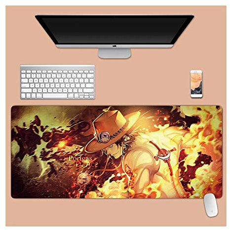 One Piece 900x400mm Tapis de Souris XXL Multifonction Gaming Mousepad XXL Grand sous Main, Anime Souris 3mm Bureau Anti-Glissant Surface Texturée pour Ordinateur, D