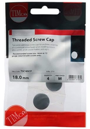TIMco Schraubkappen 18 mm - massives Messing - satiniertes Chrom - (Beutel 4) - TSC18SCP
