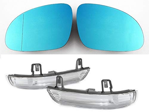 Spiegelgläser Links+Rechts Blau Set mit Spiegelblinkern Weiss
