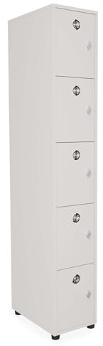 goodsforbusiness GmbH Holzspind 5 Fächer, Grau, mit Vorrichtung für Vorhängeschloss, 30x50x183cm