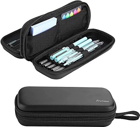 ProCase Eva Federmäppchen Stifteetui, Doppellagiges Schlamperetui, Große Kapazität Stift Tasche Pencil Case -Schwarz