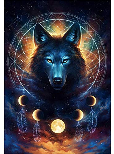 Puzzle 2000 Teile-Wolf und Mond Klassische Puzzle 2000,Impossible Puzzle Geschicklichkeitsspiel für die Ganze Familie,Farbenfrohes Puzzle für Erwachsene und Kinder ab 14 Jahren-39.17x27.75 Zoll (99.5