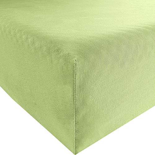 REDBEST Spannbettlaken Denver Elasthan-Jersey-Stretch lindgrün Größe 140x200 cm - 160x200 cm - besonders weich und anschmiegsam, bügelfrei, mit Rundumgummi