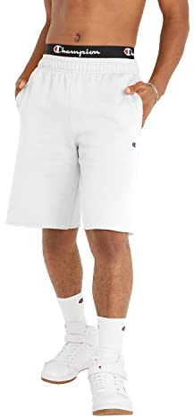 Champion Herren-Shorts, Powerblend, mittelschwere Fleece-Shorts, athletische Shorts mit Taschen (Reg. Or Big & Tall), Weißes C-Logo, Mittel