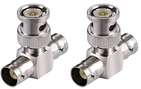 Vecys 2PCS BNC Stecker auf Dual BNC Buchse 3-Wege T-Buchse Splitter Adapter für CB Antenne 4G Walkie Talkie CCTV Handfunk Amateurfunk HD Video