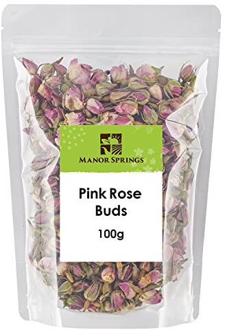 Dried Edible Pink Rose Buds 100g, Rose Tea by Manor Springs