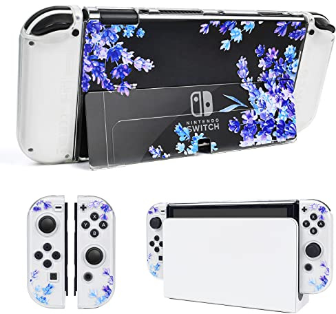 DLseego Lila Lavendelschalter OLED Schutzhülle Anti-Scratch Dockable Clear Hartschale Weiche Stoßdämpfung TPU Joy Con Cover