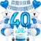 Jrzyhi 40. Geburtstag Dekoration,Blau Tortendeko Geburtstag 40 Jahre Männer,Party Deko Silber,40 Geburtstag Frauen Männer,Tortendeko 40. Geburtstag Mann Frauen,Geburtstagsdeko 40 Jahre Mann Frauen