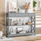 LIFEZEAL Mesa de Consola, Mesa de Entrada Estrecha, Mesa Auxiliar con cajón y estantes de Almacenamiento de 2 Niveles, 100 x 30 x 81 cm(Gris