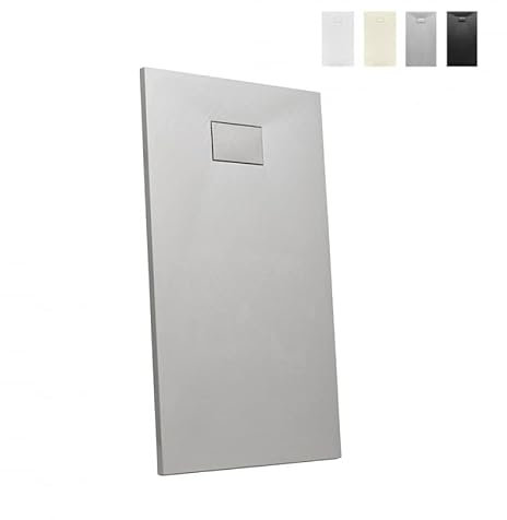 Produce Shop Duschwanne mit Bodendraht aus Kunstharz, rechteckig, 110 x 70 cm, modernes Badezimmer, Stone – Grau