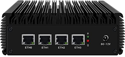 MOGINSOK Firewall Appliance Mini PC 2.5GbE, Intel Celeron J4125 Quad Core 4xIntel I225-V LAN VPN Fanless Firewall Router PC AES-NI 32GB RAM 256GB MSATA SSD Support Pfsense