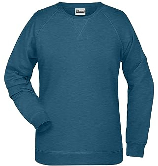 James & Nicholson Damen Raglan Sweatshirt - Sweatshirt aus Bio-Baumwolle mit leicht tailliertem Schnitt | Farbe: Petrol-Melange | Grösse: 3XL