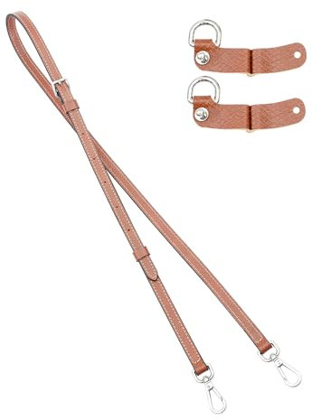 Senral Echtes Leder Brauner Schulterriemen Trageriemen Handtaschengurt Ersatz Kompatibel für Le-Pliage Pouches Conversion Kit Crossbody Schultergurt Silberner Schnalle(Brown+Silver HW)