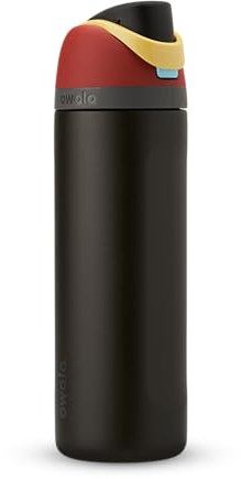 Owala FreeSip Insulated Stainless Steel Water Bottle with Straw for Sports and Travel, BPA-Free, 24-oz,Red/Black Thor