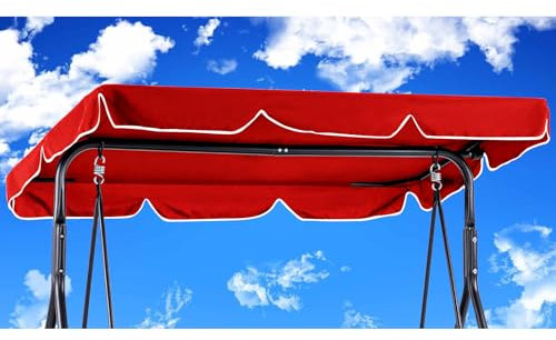Hollywoodschaukel Dachbezug 210 x145 cm Wasserdicht,Hollywood Swing Ersatzdach Winddicht, Dauerhaft Hollywoodschaukel Ersatzdach Reißfest, Polyestertuch Anti-UV Staubdicht (210 * 145cm,Rot)