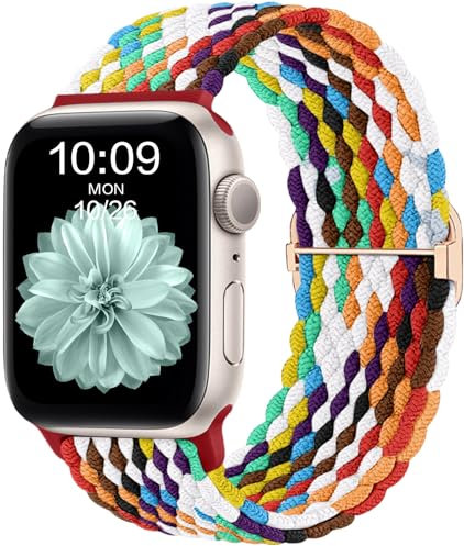 CeMiKa Cinturino di Intrecciato Compatible per Apple Watch 42mm 41mm 40mm 38mm, Sport Nylon Ricambio Elastica Cinturini per iWatch Series 10 9 8 7 6 SE 5 4 3 Ultra 2 1, Donna Uomini, Pride Edition