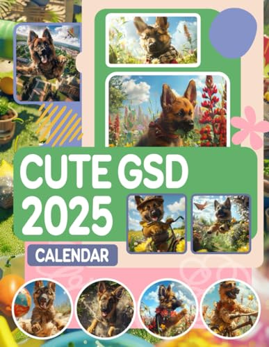 Cute GSD Calendar 2025: 12 Months 2025 Jan to Dec with Holidays, Including 12 Coloring Pages For Kids and Adults| Perfect for Planning and Organizing Your Year with a Large Size