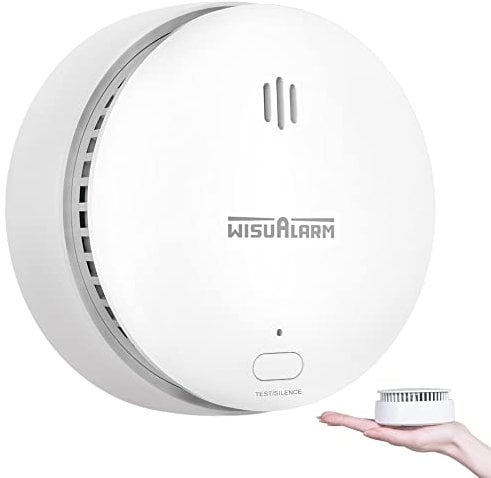 Détecteur de fumée pour la maison, Fumigène Alarme, alimenté par batterie, alarme incendie avec bouton test/silence, conforme à la norme EN14604