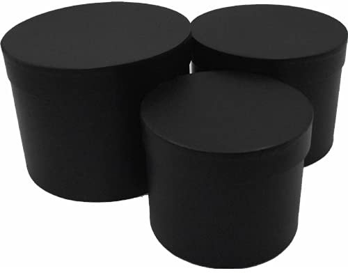 INERRA Flower Hat Boxes Florist Box Vase - Set of 3 (Black)
