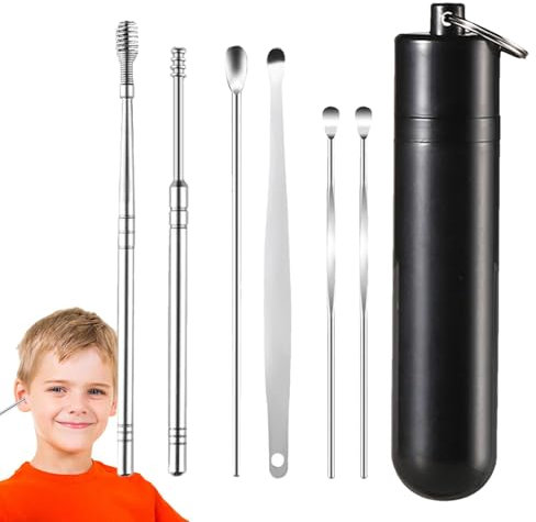 Kit de retrait de cérumen, outil de retrait de cérumen en acier inoxydable, outil de retrait de cérumen, outil de nettoyage d'oreille résistant à l'usure, ensemble de curee-oreille sûr pour adultes