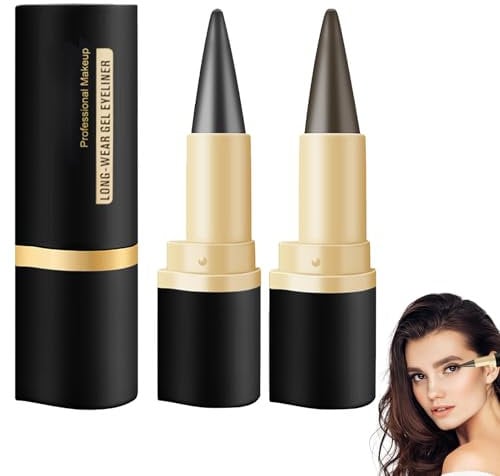 2 Stück Eyeliner Wischfestes Lidschatten Stift Wasserfester Schwarz Eyeliner Stift Gel für ein Alltägliches Lang Anhaltendes Augen Make up Mattes Finish Make up (Dunkelgrau+Braun)