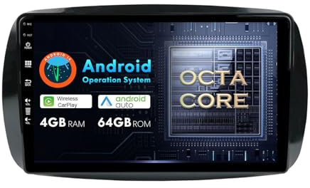 MISONDA 4G+64GB 2 Din Android Autoradio Für Mercedes Benz Smart Fortwo Forfour 453 Eingebaut GPS+Carplay Unterstützt DAB+ WLAN BT AUX MirrorLink FM WiFi RDS Kamera+Mic