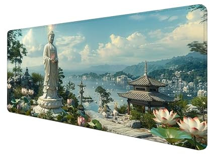 Mouse Pad Statue Large Mouse Mat 700x400x3mm Zen Gaming Mouse Pad,Computer Keyboard Desk Pad,With Anti-Slip Rubber Base,Comfortable Waterproof Soft Cloth,Wear Resistant,for Office,Girl Gift yx-308