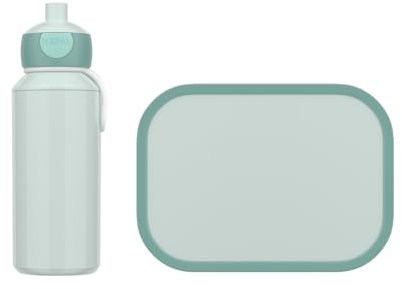 Mepal - Pausenset Campus - Set für Kinder mit Pop-up Trinkflasche & Lunch Box - Lunch-Set für die Schule oder unterwegs - Spülmaschinenfest - 400 + 750 ml - Cool mint