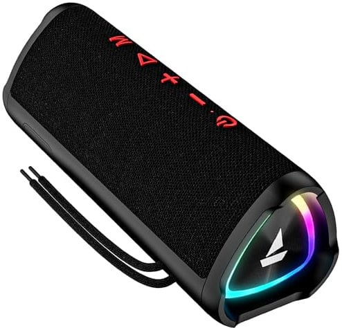 boAt Stone 750 Bluetooth Speaker with 12W Signature Sound, RGB LEDs, Up to 12 hrs Playback, TWS Mode, Bluetooth v5.3, AUX Port, TF Card, Built-in Mic, Voice Assistant & IPX5 (Raging Black)