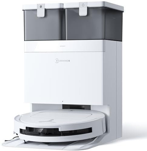 ECOVACS DEEBOT T50 Omni Saugroboter mit Wischfunktion,15.000 Pa, T30 Omni-Upgrade, Ausziehbare Seitenbürste und Mopp, ZeroTangle 2.0, Moppwäsche mit 75°C heißem Wasser, All-in-One Station