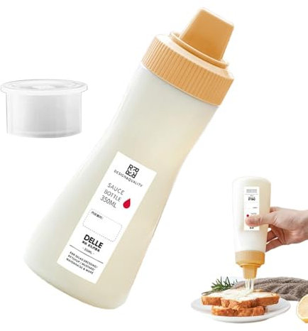 350 Ml Auslaufsicherer, Squeeze Flasche, Spenderflasche, Leerer Squirt-Honig-Sirup-Sauce-Spender Mit Staubstopfen, Küchenbehälter Mit Transparentem Körper Für Ketchup, Senf, Dressing, Öl