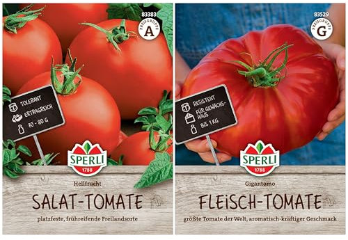 Premium Fleischtomaten Samen | 2 Bewährte Sorten | Sehr Aromatisch | Tomatensamen Freiland | Viel Fruchtfleisch | Wenig Kerne