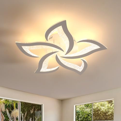 SENQIU LED Deckenleuchte, 60W 6750LM Modernes Kreative Blumenform LED Deckenlampe, Deckenbeleuchtung Acryl für Wohnzimmer Schlafzimmer, Küche, Restaurant, Büro,Warmweiss 3000K, 58CM