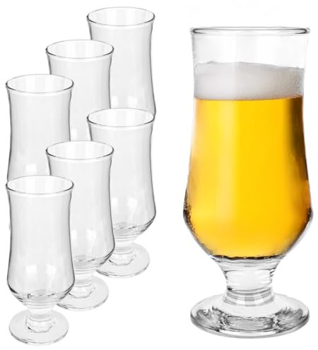 KADAX Lot de 6 verres à bière, 360 ml, en verre, verres à eau, à jus avec pied, verres pour eau et bière, verres à cocktail, verres à boisson (modèle 1)