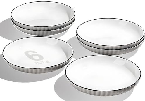 Juego de Vajilla de Porcelana Bone China 6 Piezas – Vajilla de Cerámica de Alta Calidad, Diseño Bajo Esmalte, Apta para Microondas y Lavavajillas, Estilo Vintage Elegante