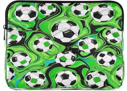 Soccer Balls Green Computer Case for Laptop, Protective Padded 13.3 Inch Laptop Sleeve for Women