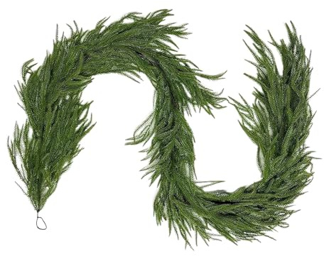 Guirnalda Norfolk de Navidad – Guirnalda de árbol artificial corona exterior – Decoraciones de corona para chimenea, pared puerta de entrada, porche ventana, escalera de árbol