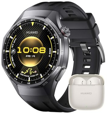 HUAWEI WATCH GT 6 Pro Nero + FreeBuds SE 3 Beige, Smartwatch, Display AMOLED da 1,47 pollici, Fino a 21 giorni, Ciclismo di Livello Pro, Oltre 100 Modalità Sportive, iOS e Android, Analisi ECG, NFC