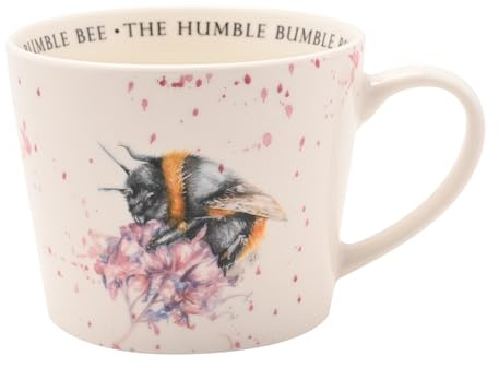 Widdop and Co Meg Hawkins Ceramic Mug – Bumble Bee Design | Watercolour Wildlife Illustration Cup for Everyday Use and Nature-Inspired Gifting - 390ml