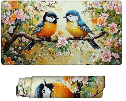 Gaming Mauspad 600 x 300 mm Große Mousepad Liebesvogel Wasserdichtes Rutschfester Gummiunterseite Mauspad, Gaming Mousepad für Herren, Kabellose Maus Laptops, Zuhause, Büro, Reisen, Geschenk g-5