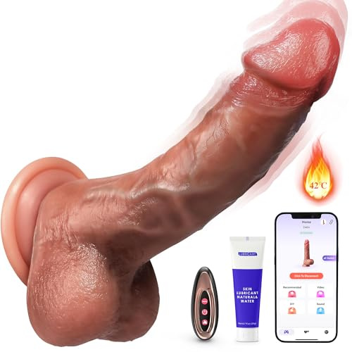 Tagnaff Gode Vibromasseur Va et Vient mit APP Sex Toys Femme, 22 cm Vibromasseur Femme Clitoridien Puissant Va et Vient et 9X9 Modes Poussée et Vibration, Fonction Chauffante, Étanche IPX6